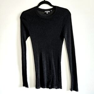 VINCE I M Ribbed Crewneck Top I Metallic Black